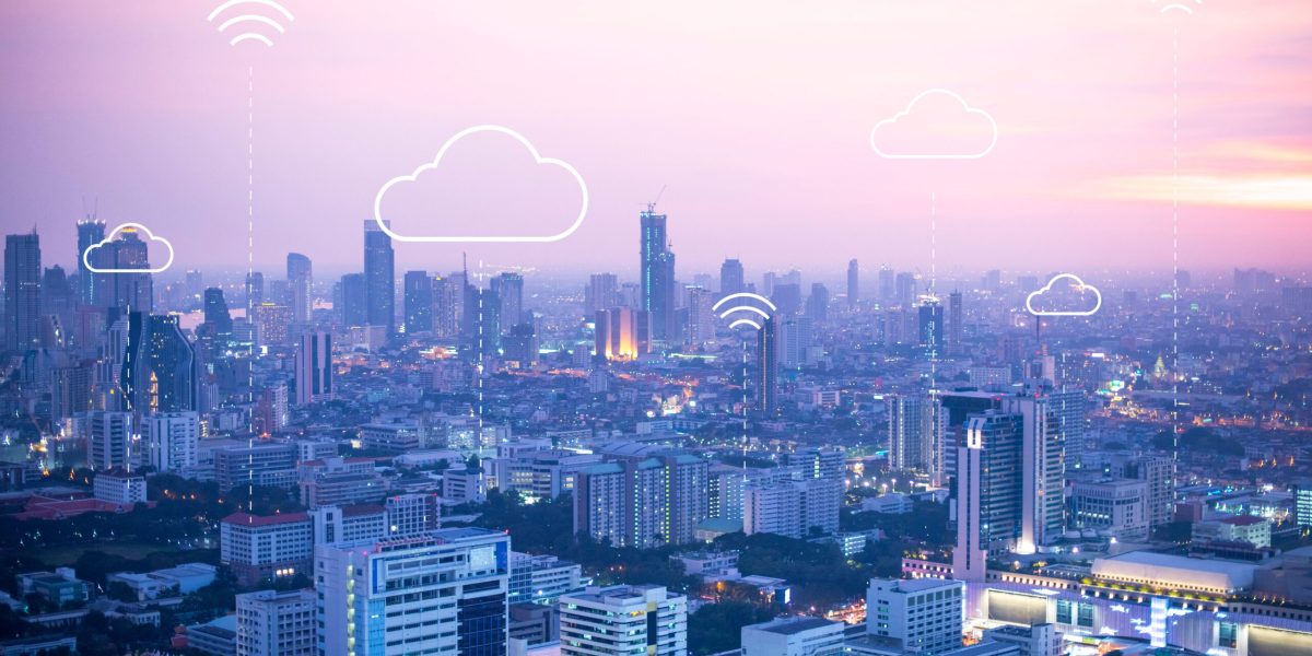 Cloud computing banner background for smart city